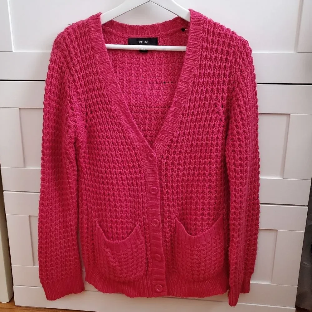 Forever 21 Pink Knit Long Cardigan Size S